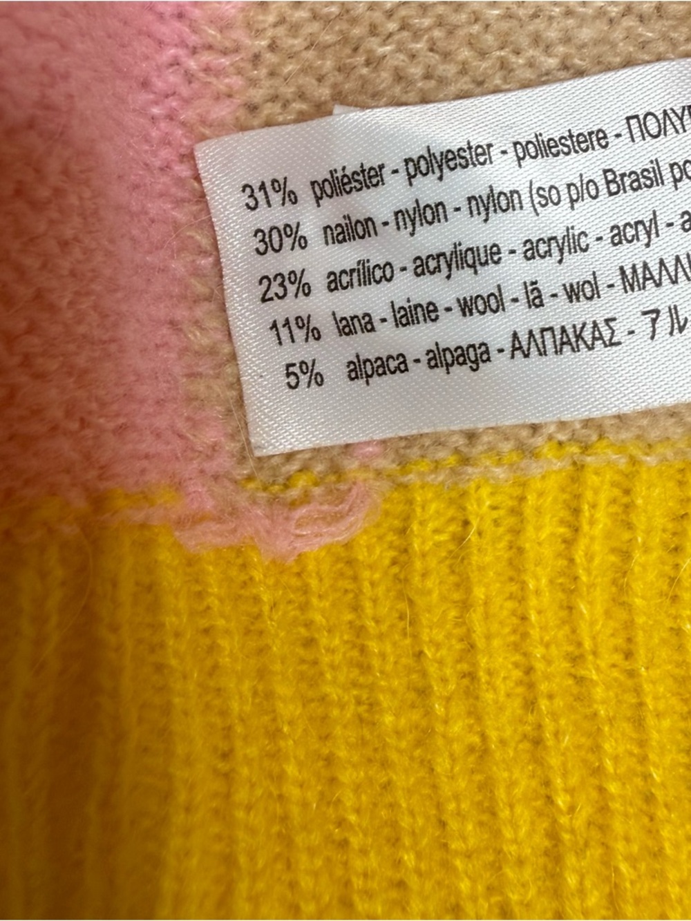 ZARA Multicolor Colorblock Crewneck Sweater Yellow, Pink, Green & Red Size M - Picture 8 of 9